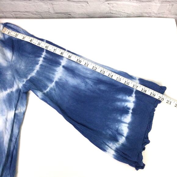 American Eagle Outfitters Tie Dye Ruffle Flare Sleeve V-Neck Lace Up Romper M - Picture 14 of 16